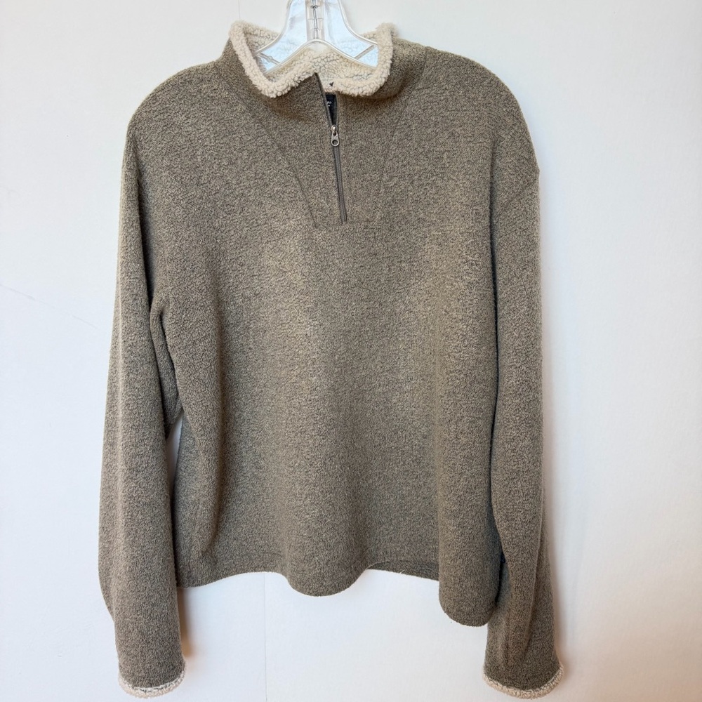 KUHL Womens Fleece Pullover Khaki Tan 1/4 Zip Long Sleeve Sz XL Outdoor Hiking